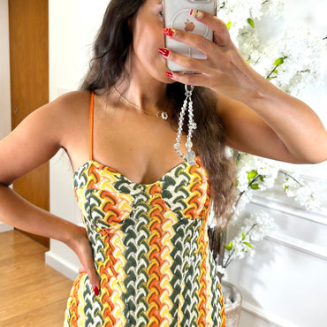 Vestido de Rede Tons de Laranja