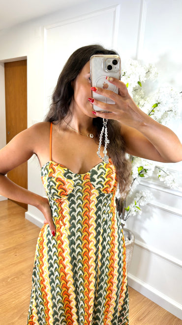 Vestido de Rede Tons de Laranja