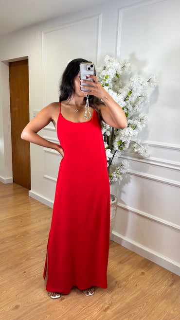 Vestido de Alças Cruzadas Vermelho