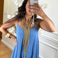 Vestido oversize de alças Azul Celeste