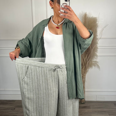 Pantalona riscas verde tropa