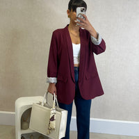 Blazer com Forro Listrado Bordeaux