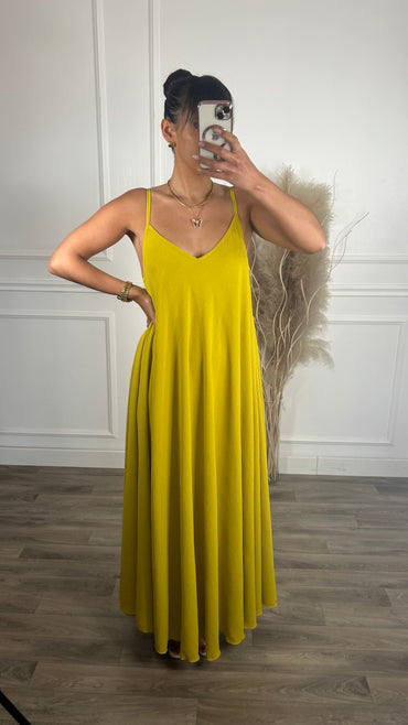 Vestido oversize de alças Amarelo torrado
