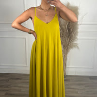 Vestido oversize de alças Amarelo