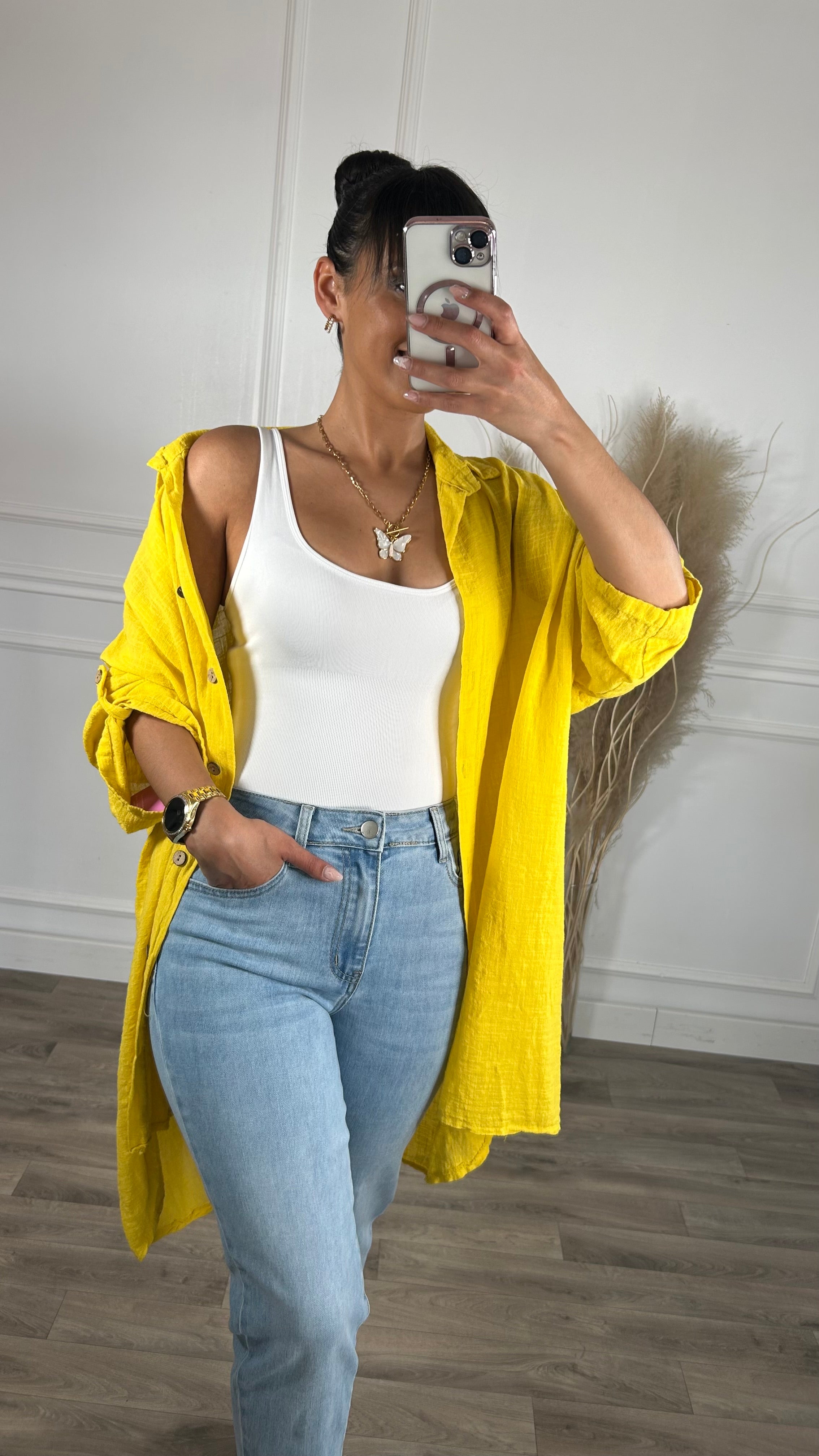 Camiseiro Amarelo de algodão Médio
