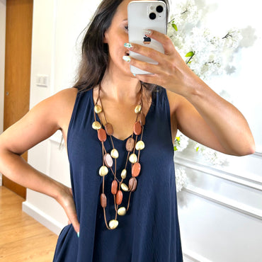 Vestido Midi com alça larga Azul Marinho
