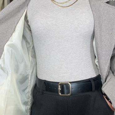 Casaco de Fazenda Midi Camel com risca Preta Texturado