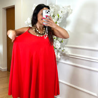Vestido Midi oversize de alças Vermelho