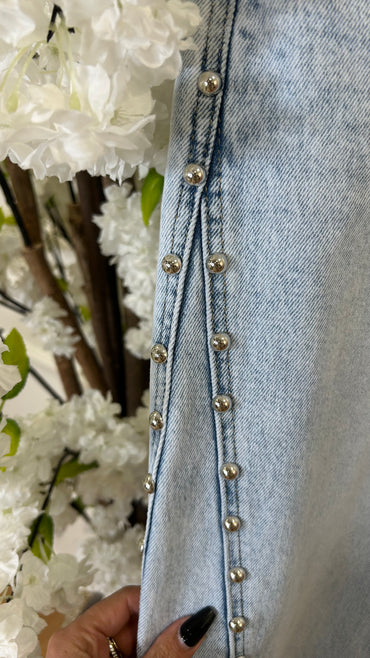 Calça de Ganga Wide Leg REDIAL com tachas