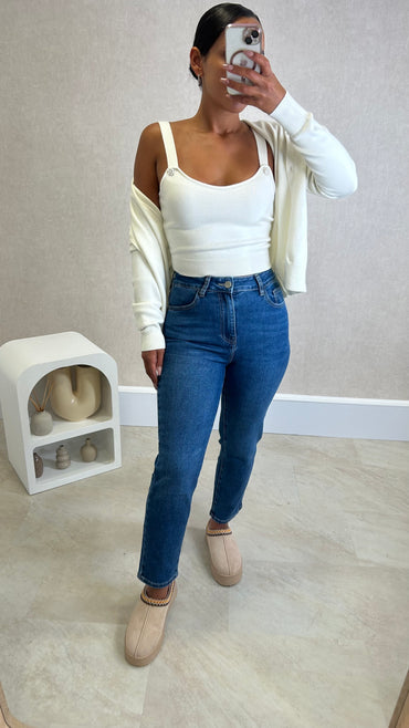 Calça Redial Mom Jeans Ganga Escura