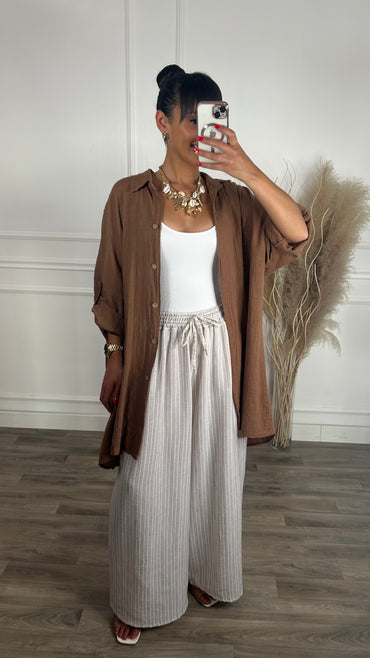 Camiseiro Camel de algodão