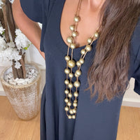 Vestido oversize com folho na manga em Azul Marinho