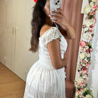 Vestido Curto de alça  Bordada Elastica