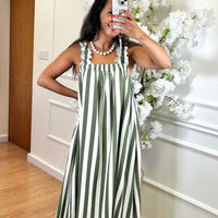 Vestido Riscas Verde e Branco