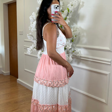 Vestido Indiano de Algodão em Rosa