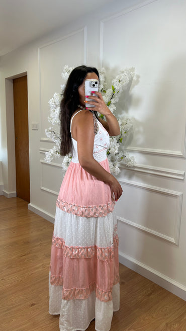 Vestido Indiano de Algodão em Rosa