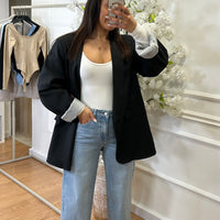 Blazer com Forro Listrado Preto