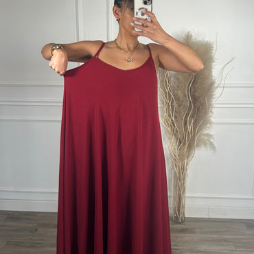 Vestido oversize de alças Bordeaux