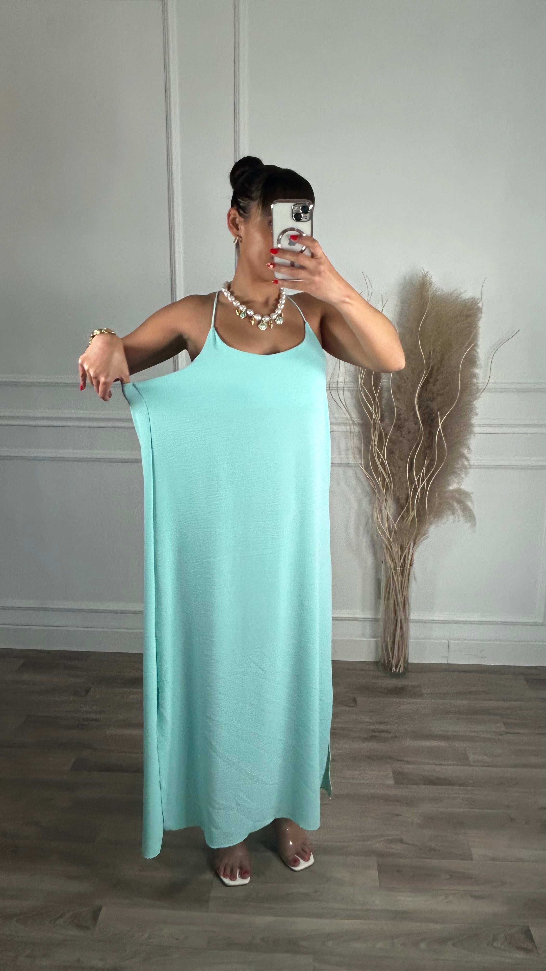 Vestido de Alças Cruzadas Turquesa