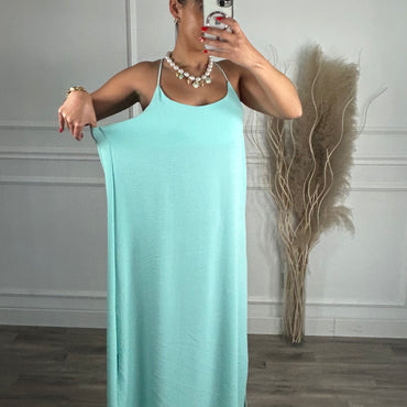 Vestido de Alças Cruzadas Turquesa