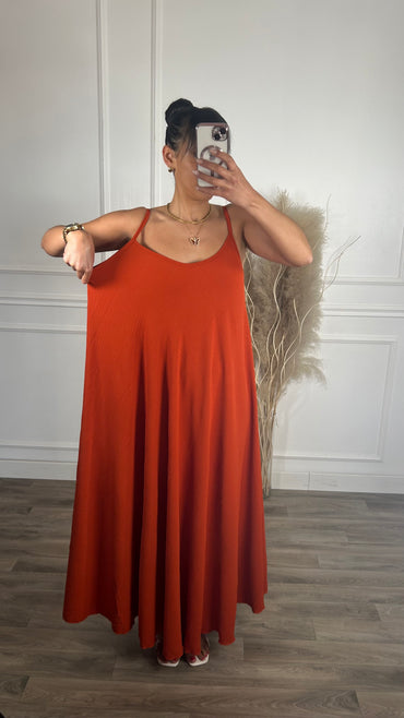 Vestido oversize de alças Tijolo