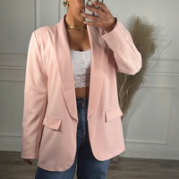 Blazer com Forro Listrado Rosa