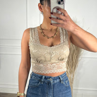 Bralette Rendada Bege