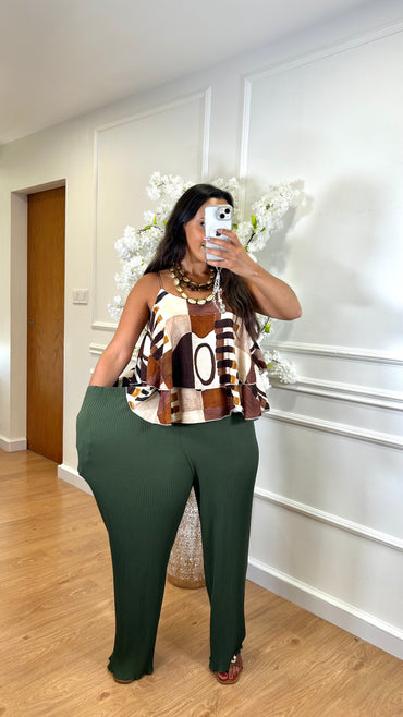 Pantalona Plissada Verde Tropa