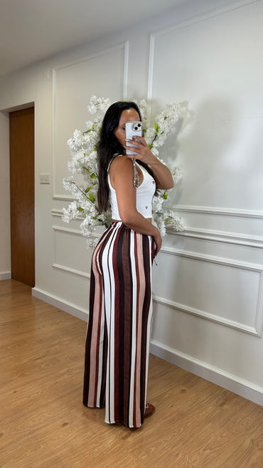 Pantalona Riscas Tons de Castanho