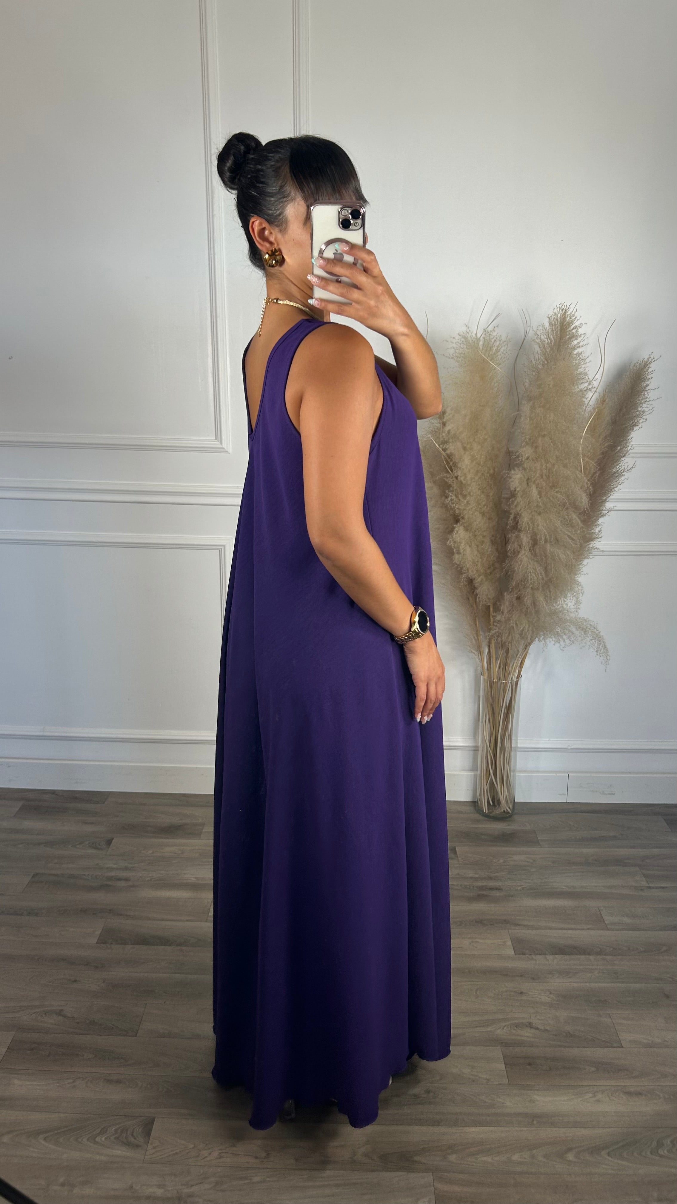Vestido oversize de alça grossa Roxo
