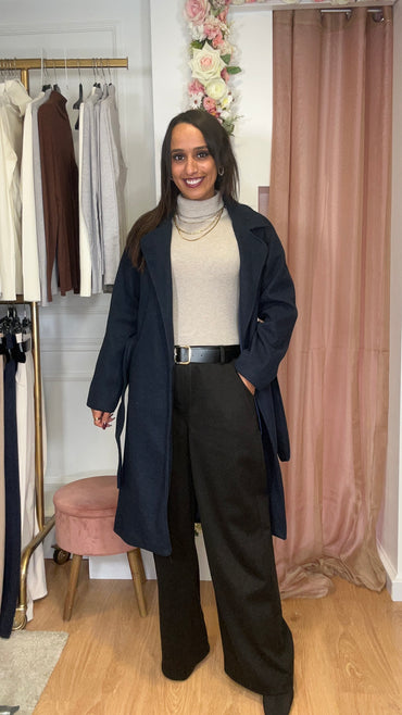 Casaco de Fazenda Midi Azul Marinho