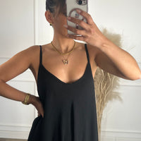 Vestido oversize de alças Preto