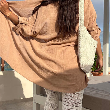 Camiseiro Camel de algodão