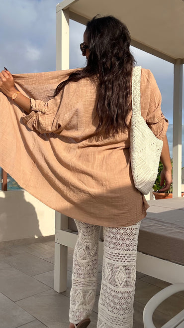 Camiseiro Camel de algodão
