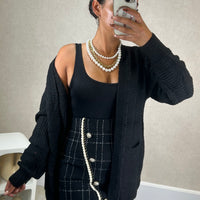 Casaco de malha comprido Preto