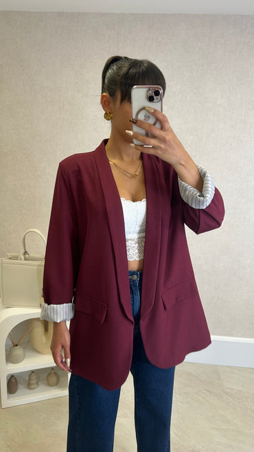 Blazer com Forro Listrado Bordeaux