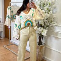 Calça de Ganga Wide Leg REDIAL bege