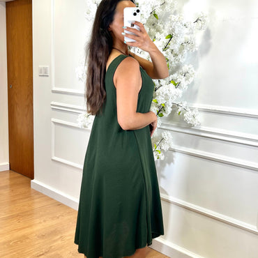 Vestido Midi com alça larga Verde Seco