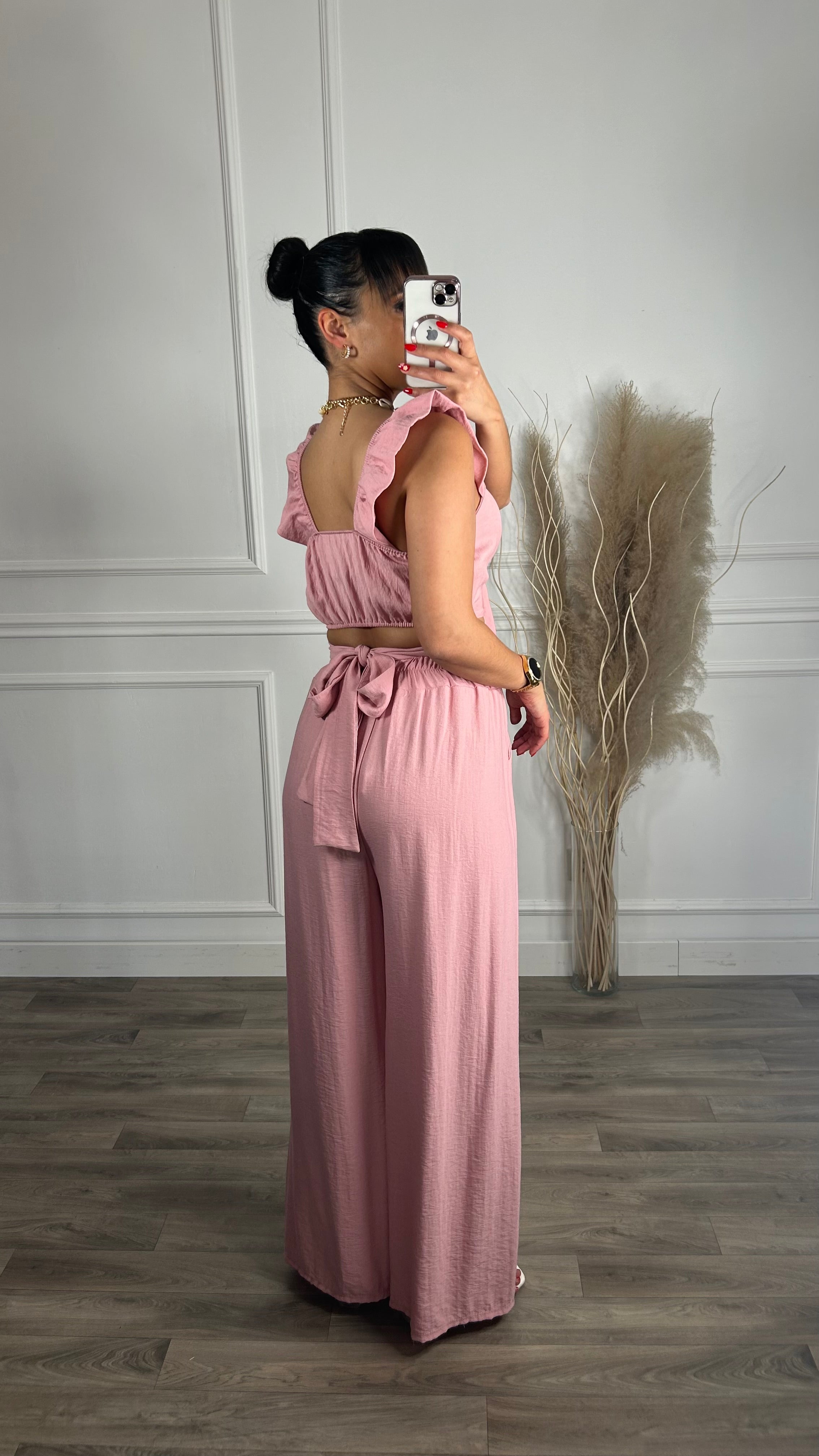 Conjunto Top + Pantalona Rosa