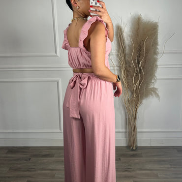 Conjunto Top + Pantalona Rosa