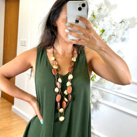 Vestido Midi com alça larga Verde Seco