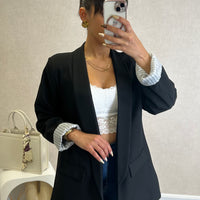 Blazer com Forro Listrado Preto