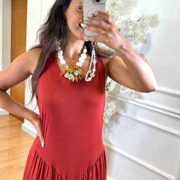 Vestido Cintura Cinderela Tijolo
