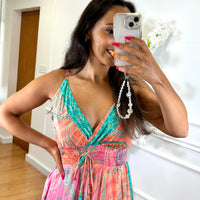 Vestido Acetinado Indiano Salmão