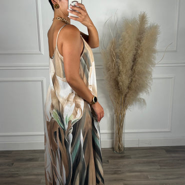 Vestido divertido tons castanho