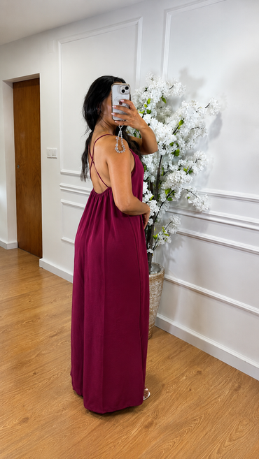 Vestido de Alças Cruzadas Bordo