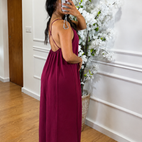 Vestido de Alças Cruzadas Bordo