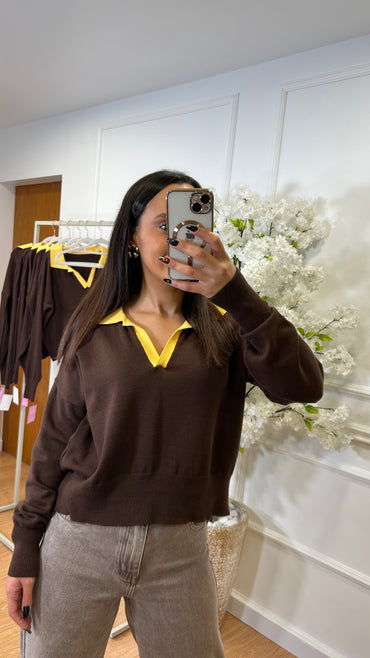 Polo Viral com gola Amarela