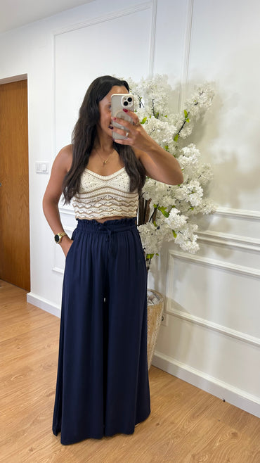 Pantalona com elastico Azul Marinho