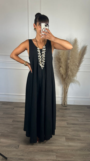 Vestido oversize de alça grossa Preto